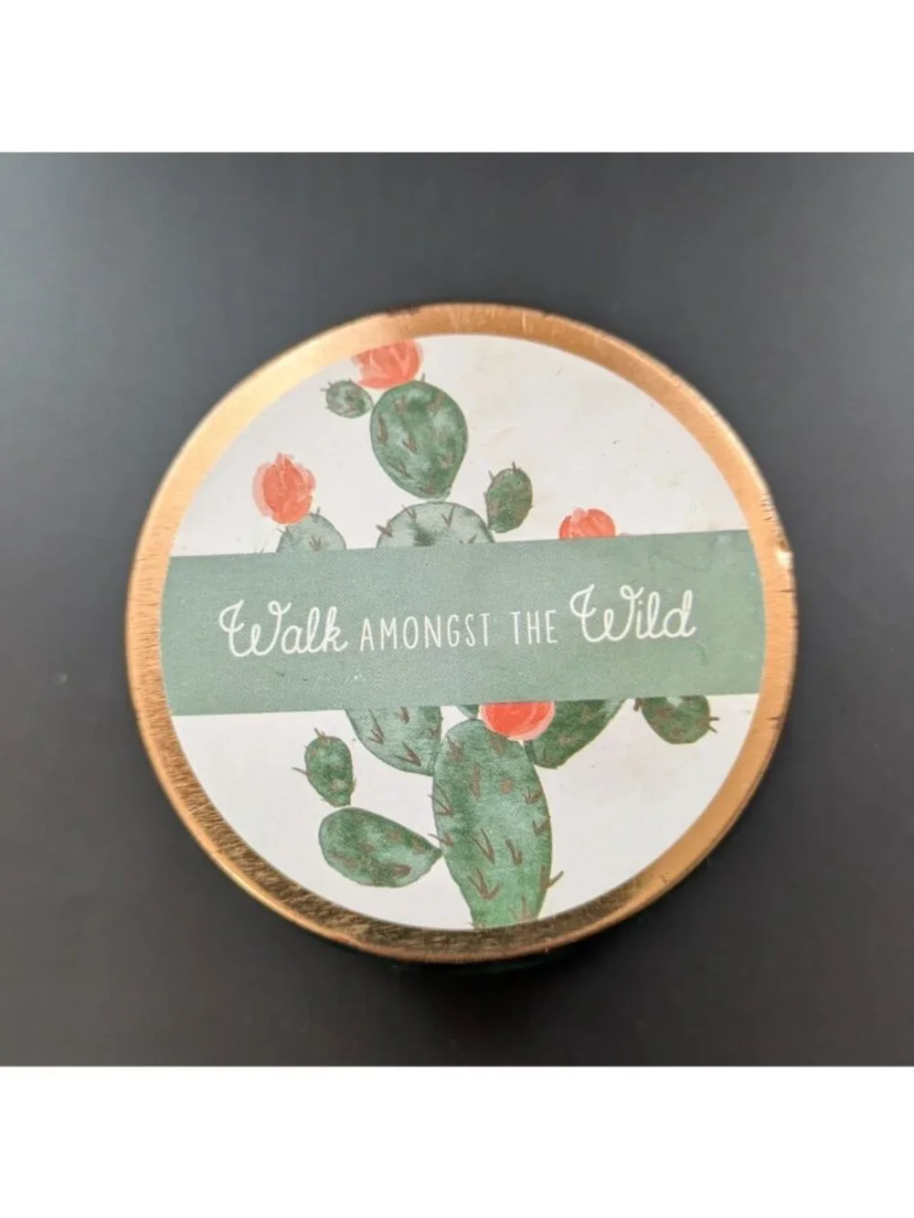 Walk Amongst The Wild Rainforest Scent Candle Green Pressed Glass Jar Gold Lid